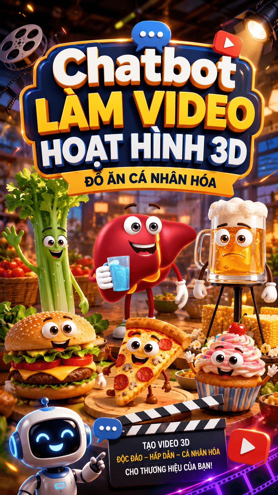Chatbot Làm Video Hoạt Hình 3D Đồ Ăn Cá Nhân Hóa